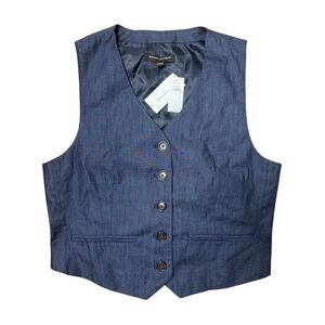 Banana Republic Women’s Tailored Suit Style Vest Size 8 Blue Adjustable NWT